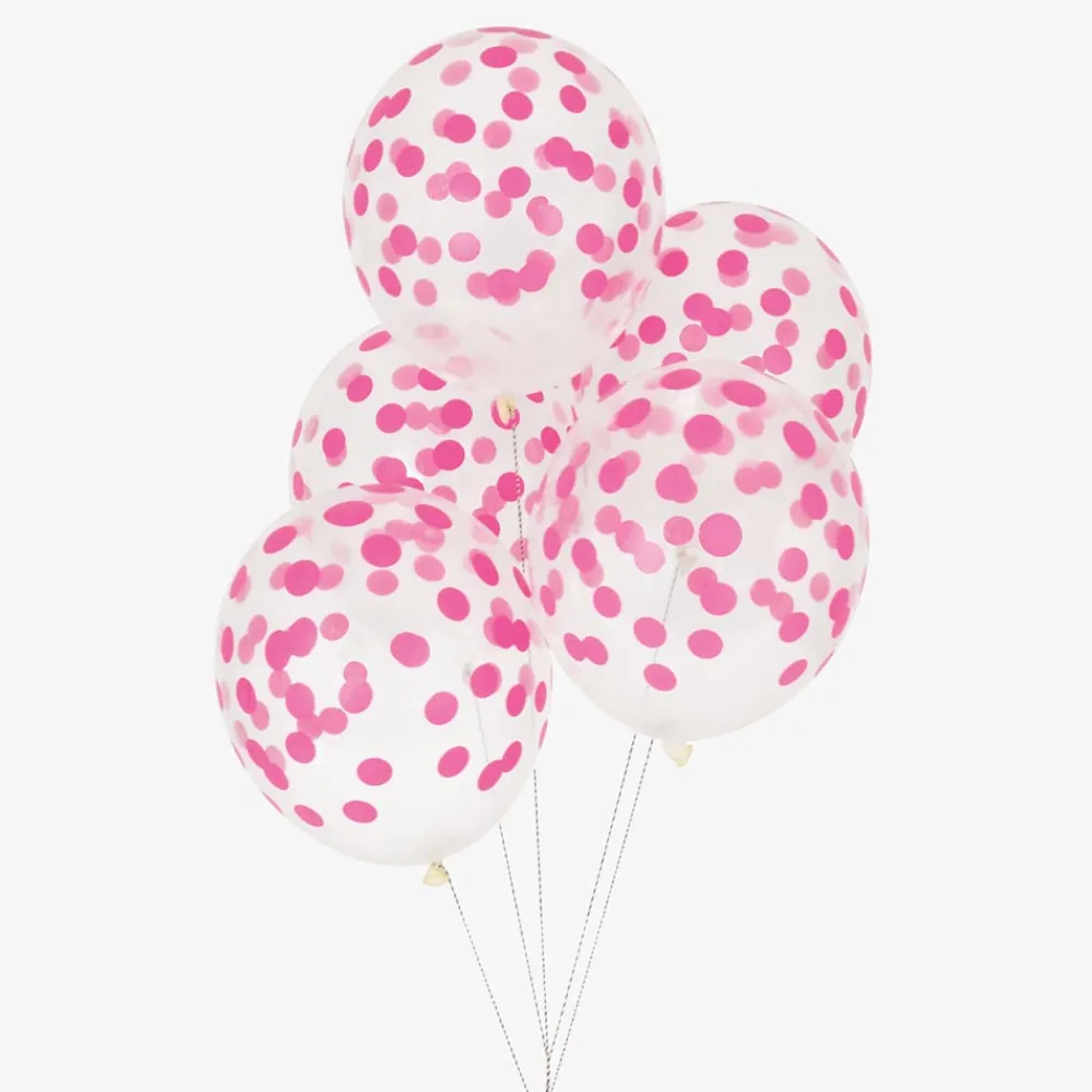 My Little Day Ballons De Baudruche : 5 Ballons Confettis Fuchsia> Ballons De Baudruche À Motif