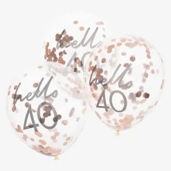 Ginger Ray Ballons De Baudruche : 5 Ballons Confettis 40 Ans Rose Gold> Ballons De Baudruche À Motif