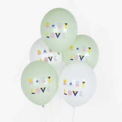 My Little Day Ballons De Baudruche : 5 Ballons Baby Shower Menthe> Ballons De Baudruche À Motif