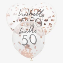 Ginger Ray Ballons De Baudruche : 5 Ballons Confettis 50 Ans Rose Gold> Ballons De Baudruche À Motif