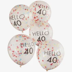 Ginger Ray Ballons De Baudruche : 5 Ballons Confettis 40 Ans> Ballons De Baudruche À Motif