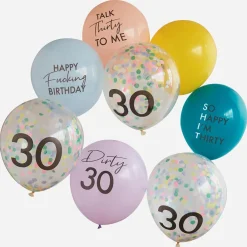 Ginger Ray Ballons De Baudruche : Ballons 30 Ans Multicolores> Ballons De Baudruche À Motif