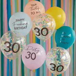 Ginger Ray Ballons De Baudruche : Ballons 30 Ans Multicolores> Ballons De Baudruche À Motif