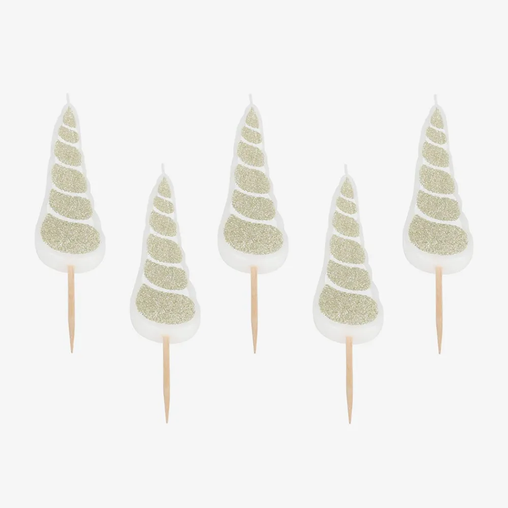 Arty Fêtes Factory Bougie Anniversaire : 4 Bougies Corne De Licorne Doree