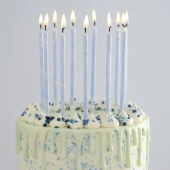 Ginger Ray Bougie Anniversaire : 12 Bougies Bleu Marbre