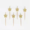 Unique Party Bougie Anniversaire : 6 Bougies Etoiles Dorees