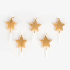 Rico Design Bougie Anniversaire : 5 Bougies Etoiles Dorees