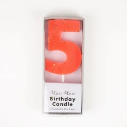 Meri Meri Bougie Anniversaire : Chiffre 5 Corail