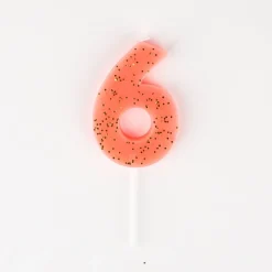 Meri Meri Bougie Anniversaire : Chiffre 6 Corail
