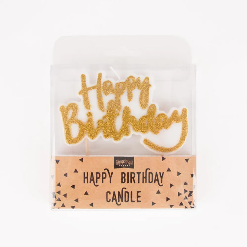 Ginger Ray Bougie Anniversaire : Happy Birthday Dore