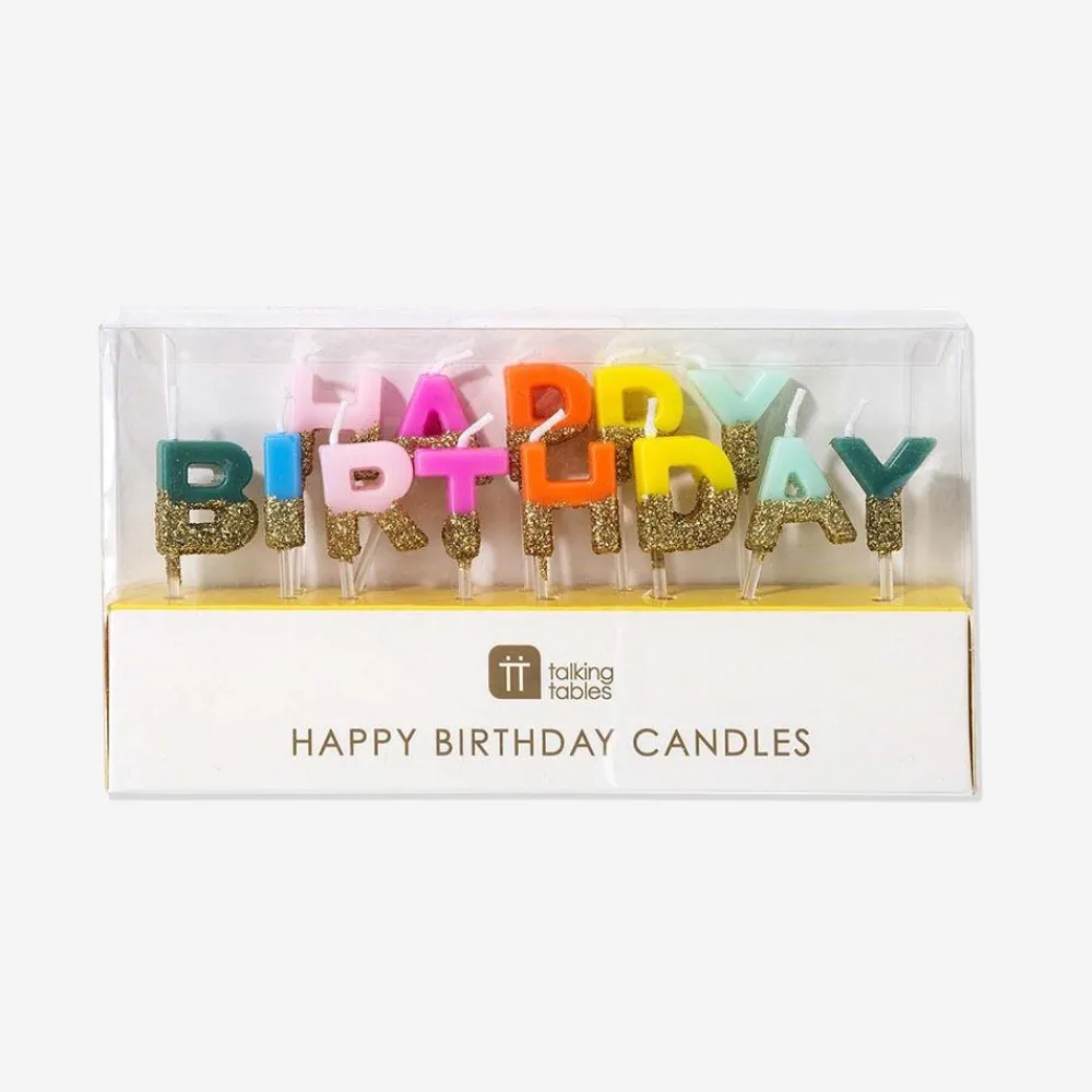 TalkingTables Bougie Anniversaire Happy Birthday Arc-En-Ciel