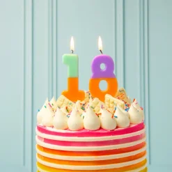 TalkingTables Bougie D'Anniversaire : Chiffre Orange Et Multicolore
