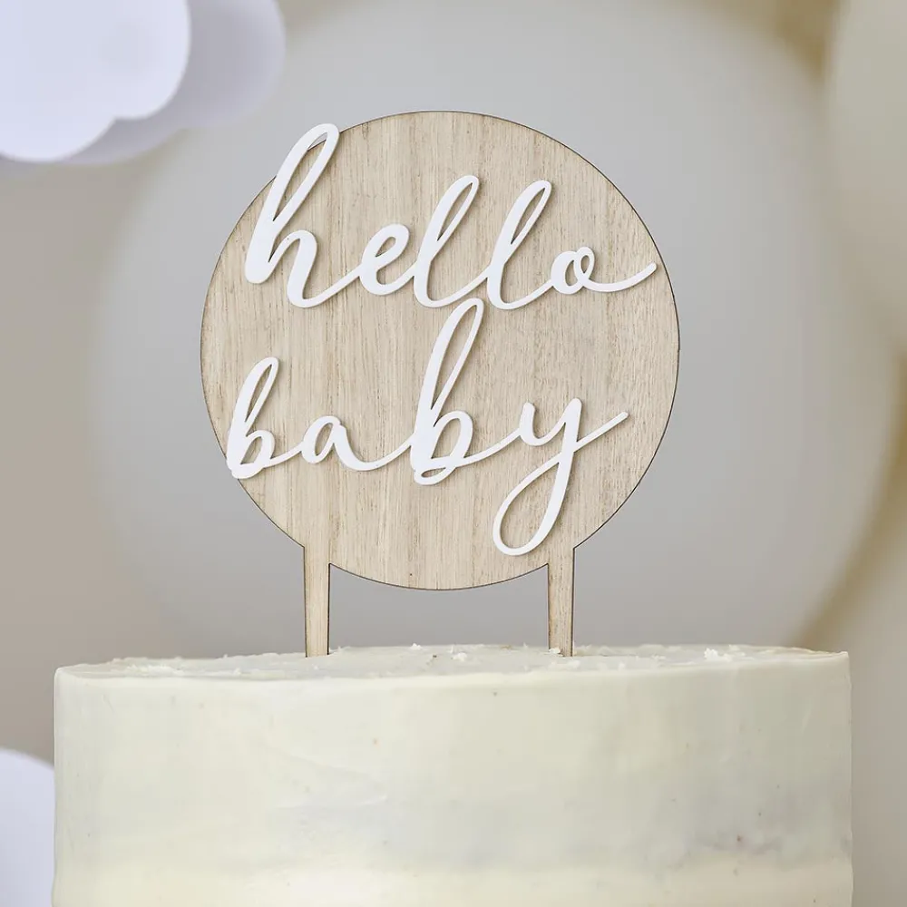 Ginger Ray Cake Topper Hello Baby En Bois