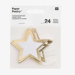 Rico Design Calendrier De L'Avent - 24 Etiquettes Etoile Blanc Et Or> Papier Cadeau