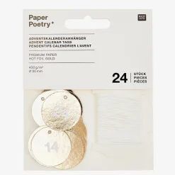 Rico Design Calendrier De L'Avent - 24 Gift Tags Dores> Papier Cadeau