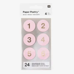Rico Design Calendrier De L'Avent - 24 Stickers Autocollants Rose Et Or> Stickers Et Gommettes
