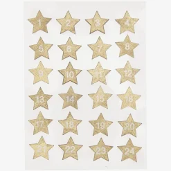 Rico Design Calendrier De L'Avent - 24 Stickers Etoiles En Bois Autocollants Dores> Stickers Et Gommettes