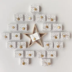 Rico Design Calendrier De L'Avent - 24 Stickers Etoiles En Bois Autocollants Dores> Stickers Et Gommettes