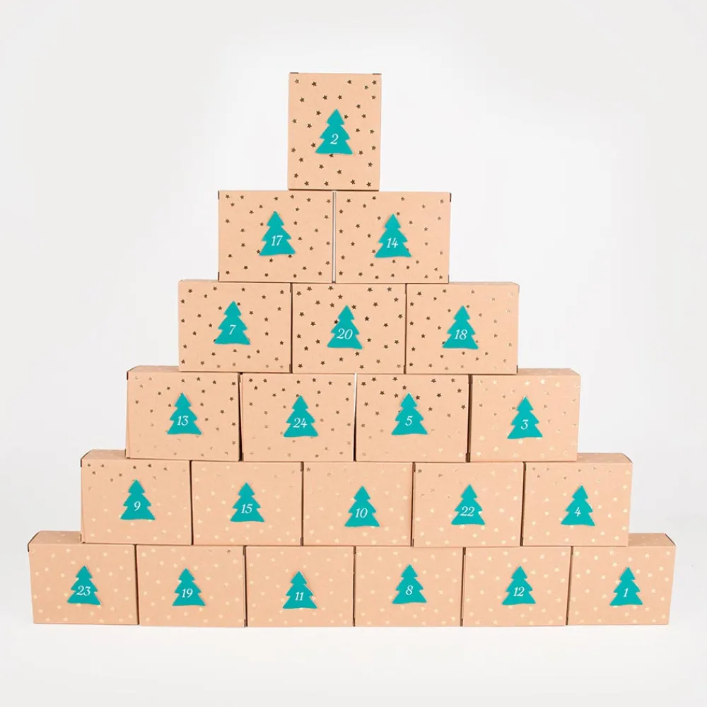 Rico Design Calendrier De L'Avent Kraft A Etoiles Dorees> Pochettes Cadeaux