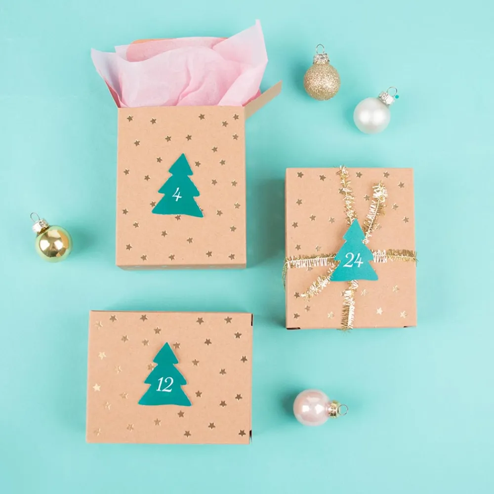 Rico Design Calendrier De L'Avent Kraft A Etoiles Dorees> Pochettes Cadeaux