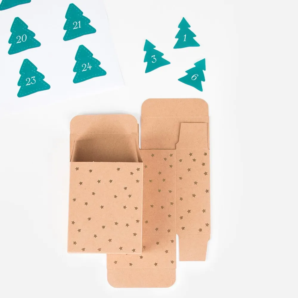 Rico Design Calendrier De L'Avent Kraft A Etoiles Dorees> Pochettes Cadeaux