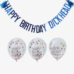 Ginger Ray Kit Anniversaire "Happy Birthday Dickhead" - Bleu Et Multicolor> Ballons De Baudruche À Motif