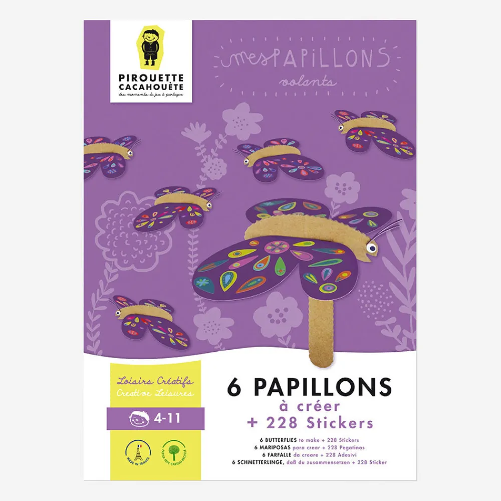 Pirouette Cacahouete Kit Loisirs Créatifs : 6 Papillons A Fabriquer