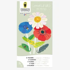 Pirouette Cacahouete Kit Loisirs Créatifs : Bouquet De 3 Fleurs A Creer Et 9 Stickers