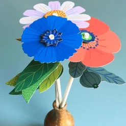 Pirouette Cacahouete Kit Loisirs Créatifs : Bouquet De 3 Fleurs A Creer Et 9 Stickers
