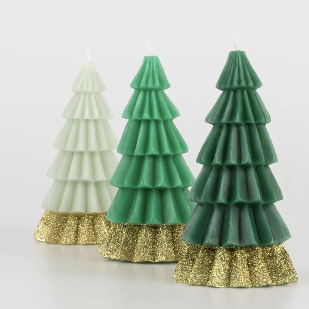 Meri Meri Noel - 3 Bougies Sapin De Noel Avec Paillettes