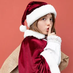 Mimi & Lula Noel - Chapeau De Pere Noel Rouge En Velours> Chapeaux Pointus