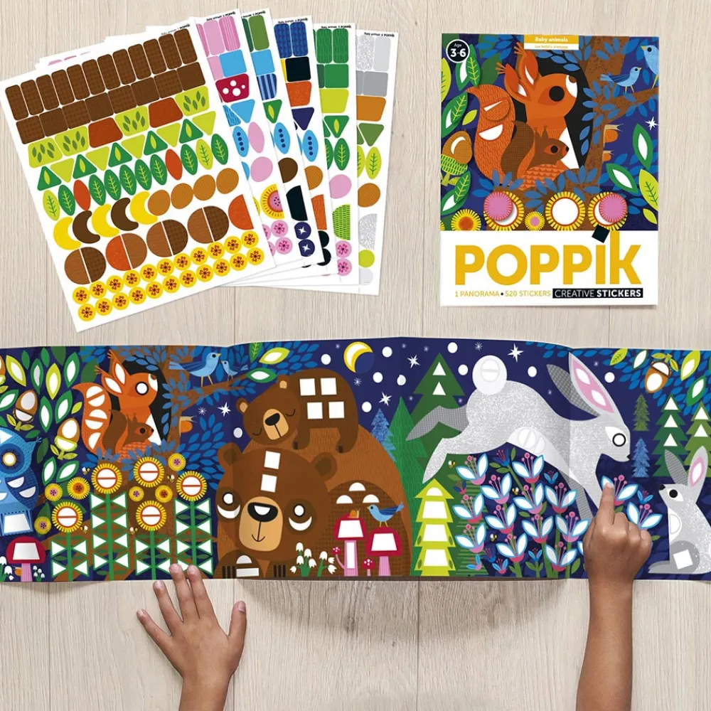 Poppik Poster Creatif + 520 Stickers : Bebes Animaux> Stickers Et Gommettes