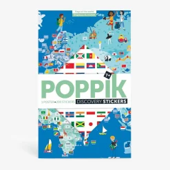 Poppik Poster Educatif + 200 Stickers : Drapeaux Du Monde> Stickers Et Gommettes