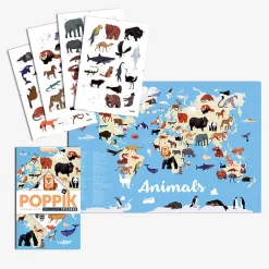 Poppik Poster Educatif + 67 Stickers : Animaux Du Monde><noscript><img width=