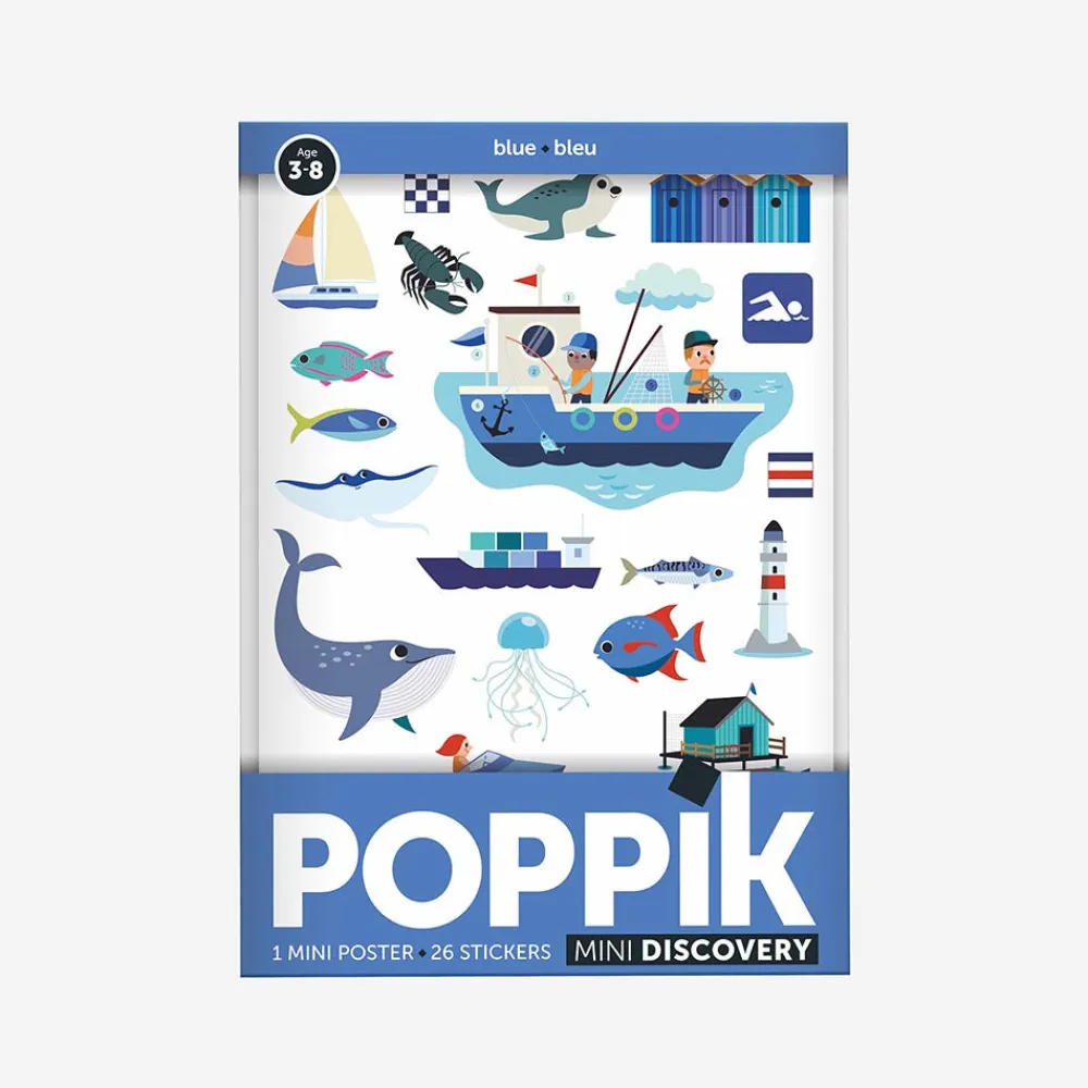 Poppik Poster Pedagogique + 27 Stickers : Mer Bleue> Coloriages