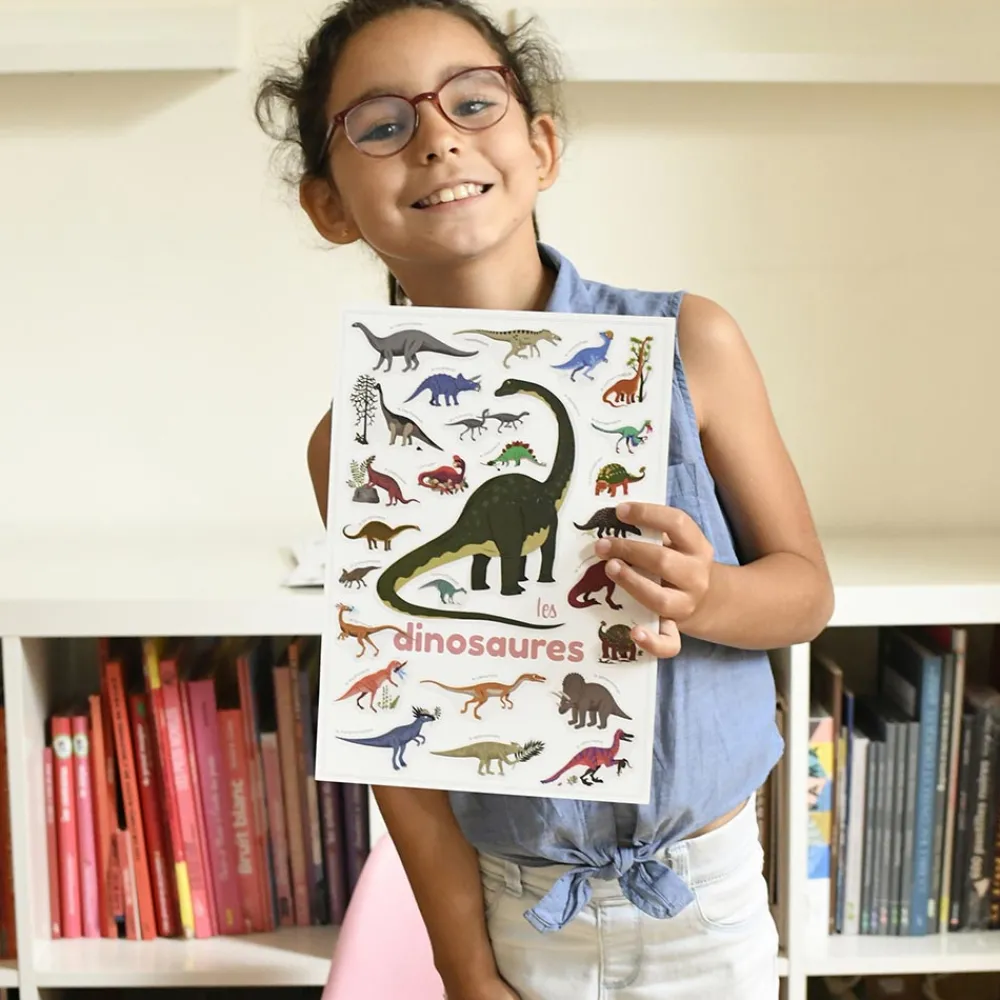 Poppik Poster Pedagogique + 26 Stickers : Dinosaure> Coloriages