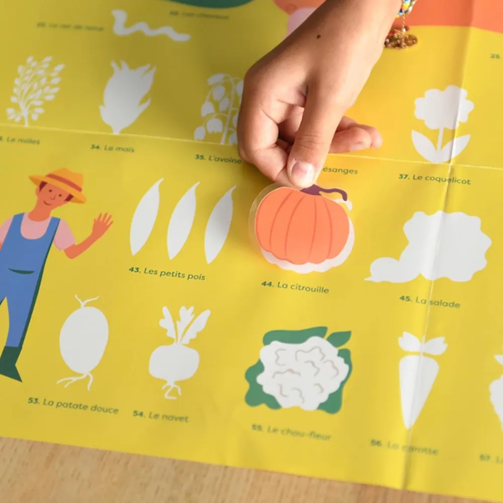 Poppik Poster Pedagogique + 58 Stickers : Animaux De La Ferme> Stickers Et Gommettes