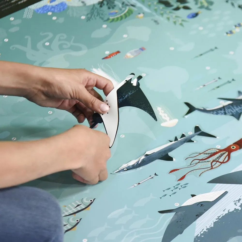 Poppik Poster Pedagogique + 59 Stickers : Oceans> Stickers Et Gommettes