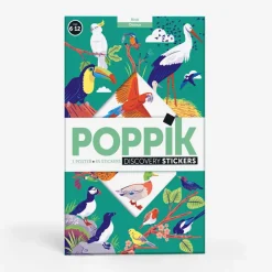 Poppik Poster Pedagogique + 45 Stickers : Oiseaux> Stickers Et Gommettes