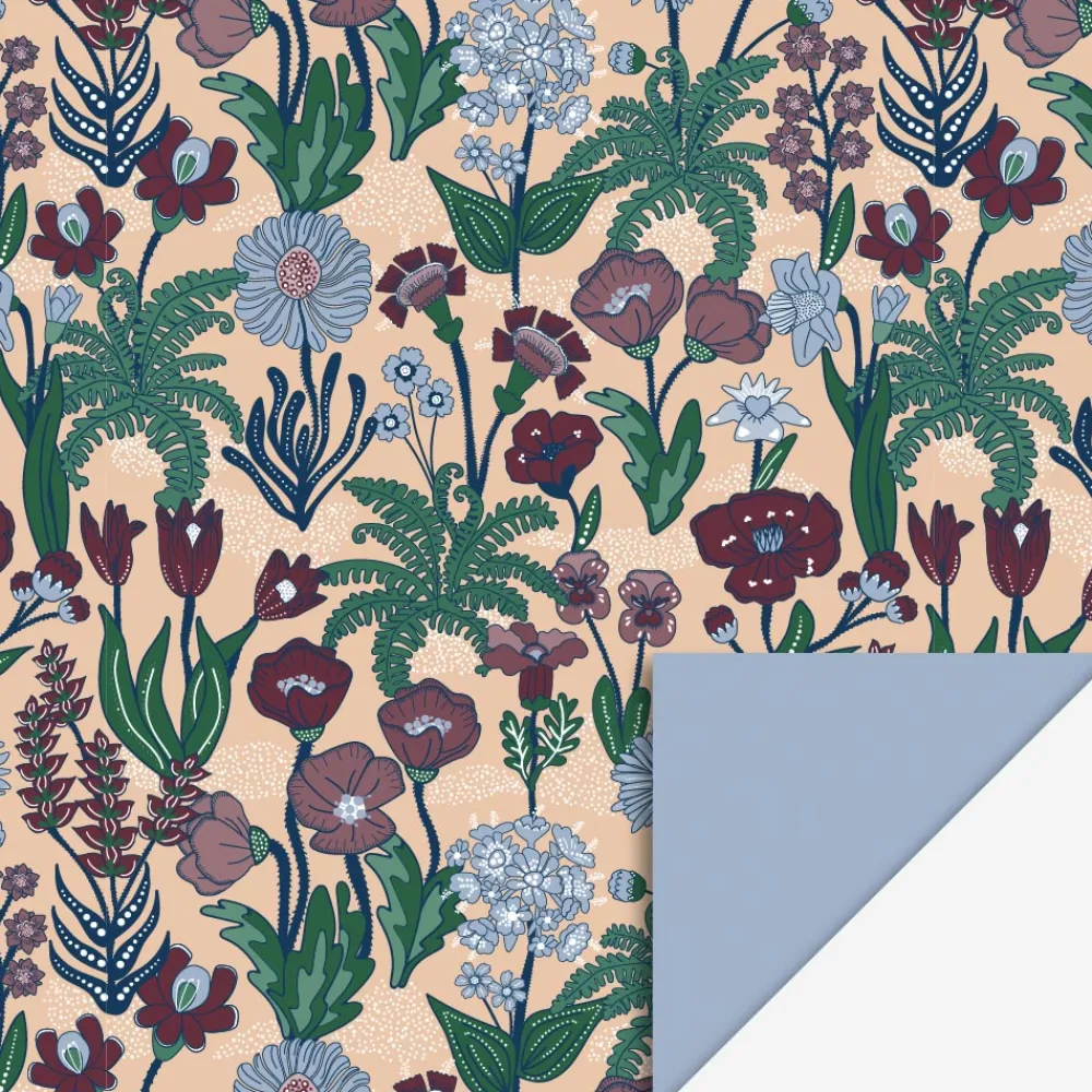 House of Products Rouleau De Papier Cadeau Fleurs Vintage Bordeaux> Papier Cadeau