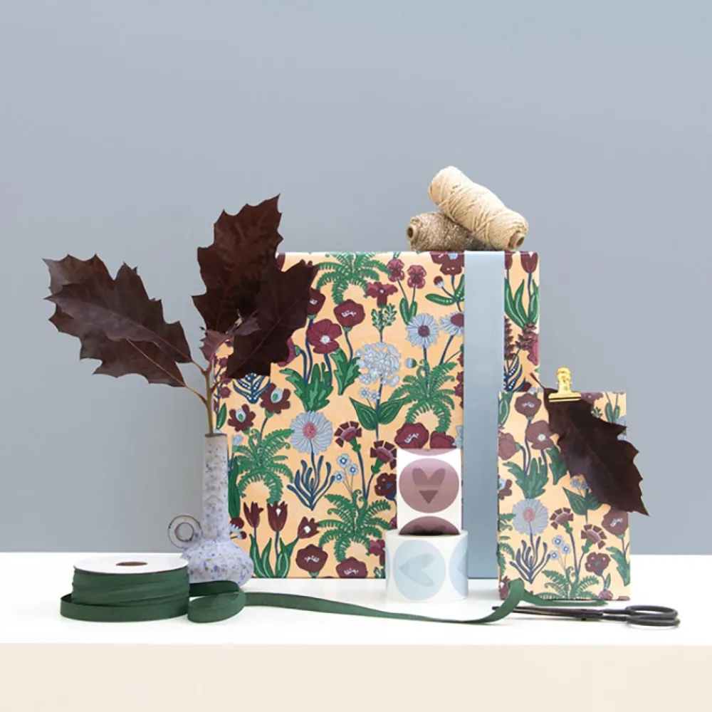 House of Products Rouleau De Papier Cadeau Fleurs Vintage Bordeaux> Papier Cadeau