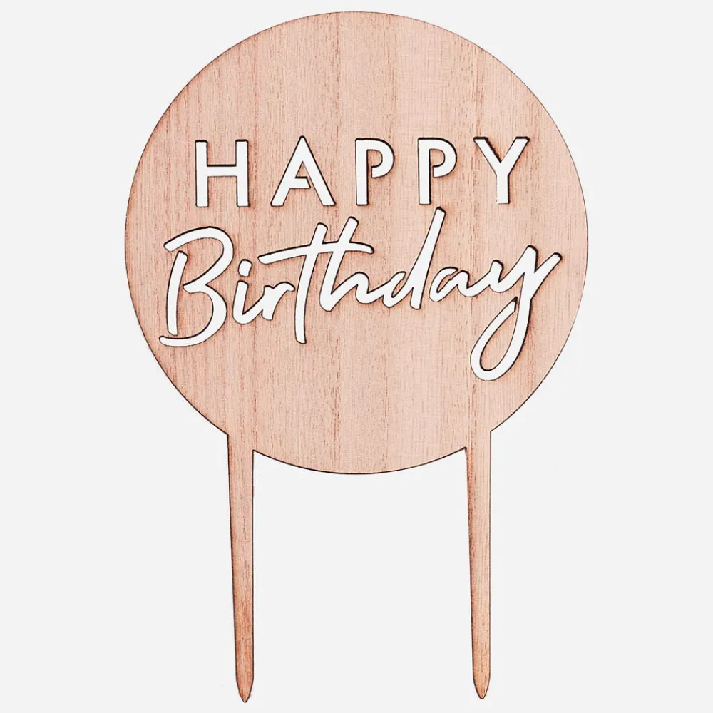 Ginger Ray Topper Happy Birthday En Bois