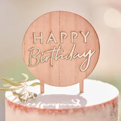 Ginger Ray Topper Happy Birthday En Bois