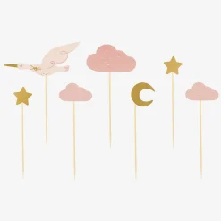 Party Deco Toppers Cigogne Rose